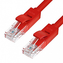 Greenconnect Патч-корд прямой, малодымный LSZH 3.0m UTP кат.5e, красный, 24 AWG, литой, ethernet high speed 1 Гбит/с, RJ45, T568B, GCR-50692(GCR-50692)